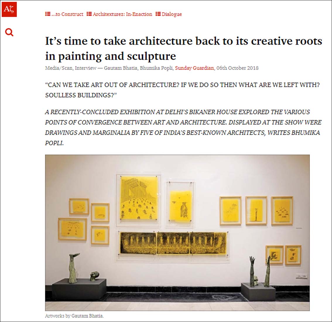 It's time to take architecture back to its creative roots in painting and sculpture, Architexturez - October 2018